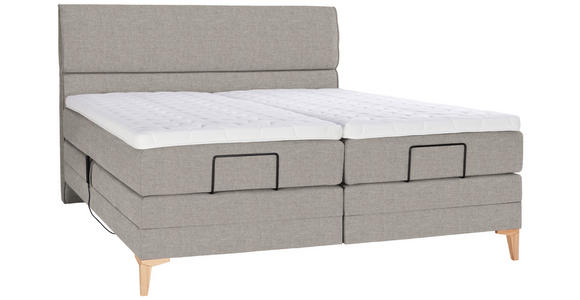 BOXSPRINGBETT 200/200 cm in Greige - Greige/Eichefarben, KONVENTIONELL, Holz/Textil (200/200cm) - Voleo