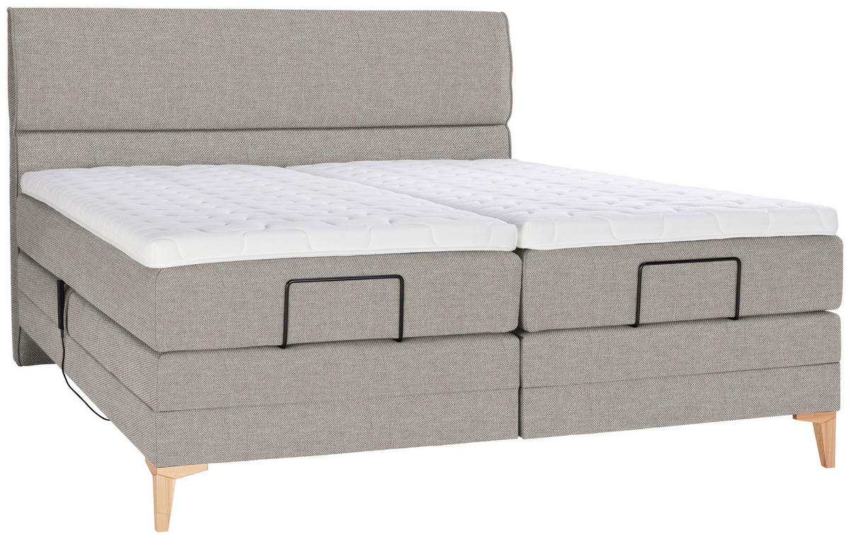 BOXSPRINGBETT 160/200 cm  in Greige  - Greige/Eichefarben, Konventionell, Holz/Textil (160/200cm) - Voleo