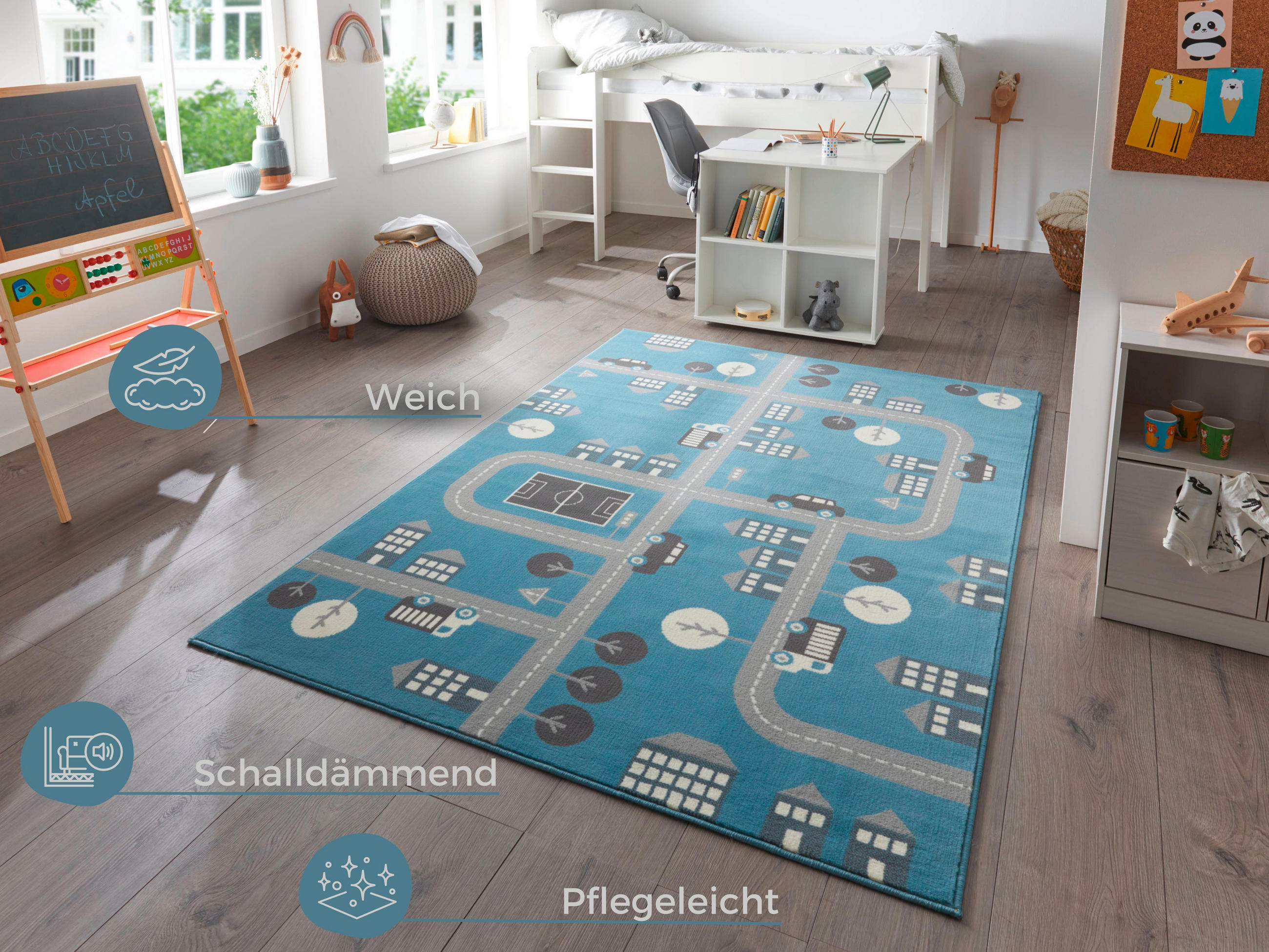 KINDERTEPPICH 120/170 cm Adventures  - Grau/Hellblau, Design, Kunststoff/Textil (120/170cm) - Ben'n'jen