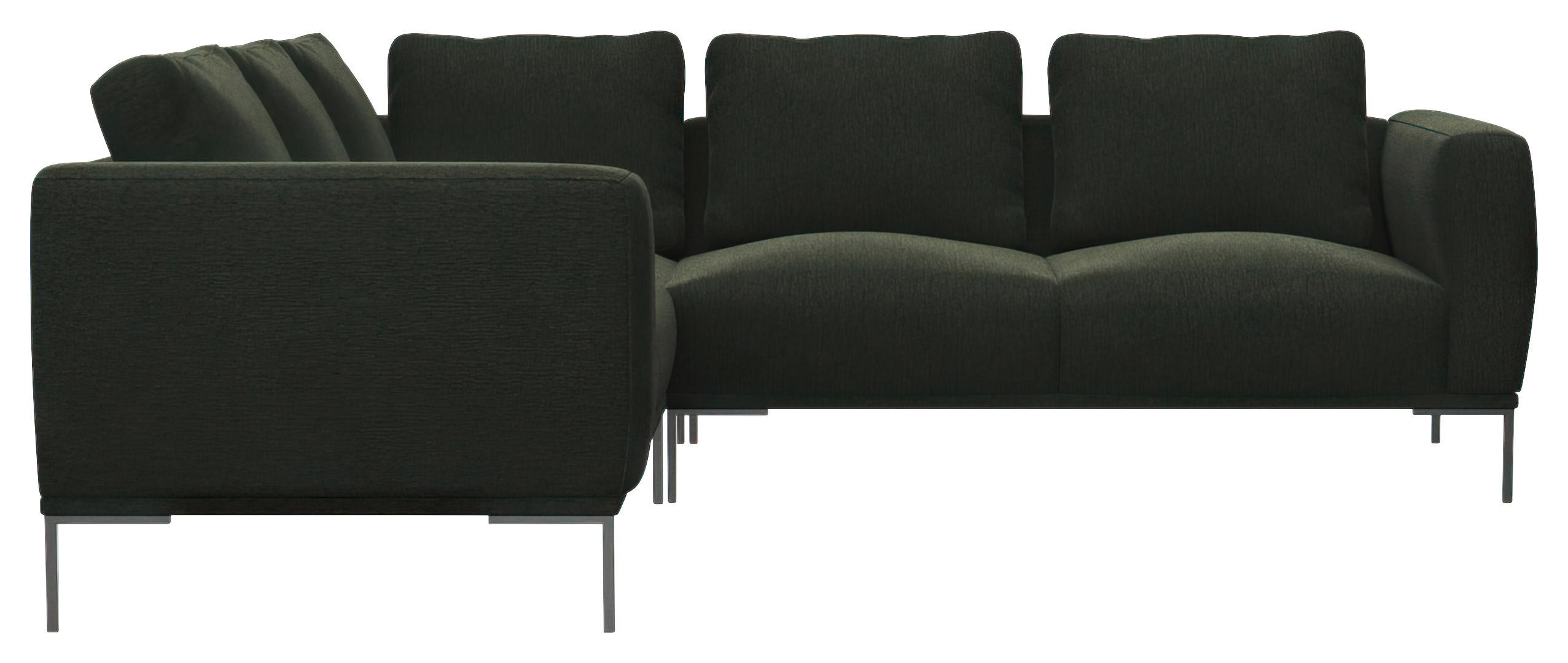 ECKSOFA Waldgrün Webstoff, Flachgewebe  - Waldgrün/Schwarz, Design, Textil/Metall (219/252cm) - Livetastic