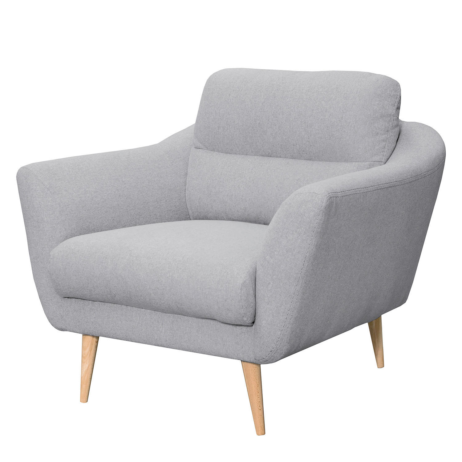 SESSEL in Webstoff Hellgrau  - Buchefarben/Hellgrau, Design, Holz/Textil (92/87/88cm) - Livetastic