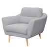 SESSEL Webstoff Hellgrau  - Buchefarben/Hellgrau, Design, Holz/Textil (92/87/88cm) - Livetastic