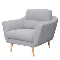 SESSEL in Webstoff Hellgrau  - Buchefarben/Hellgrau, Design, Holz/Textil (92/87/88cm) - Livetastic