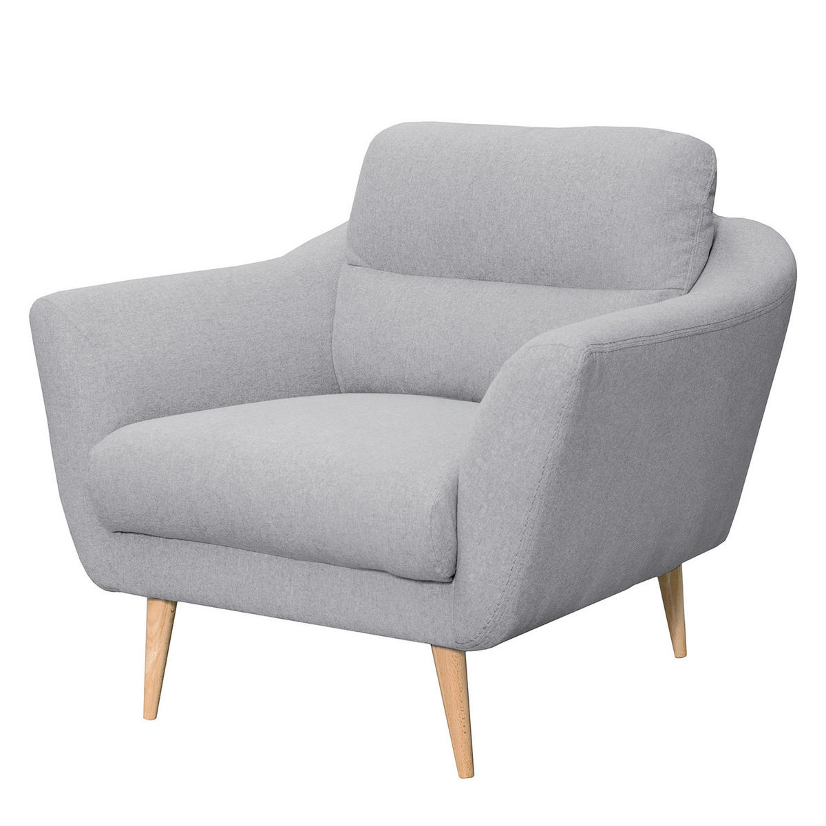 SESSEL in Webstoff Hellgrau  - Buchefarben/Hellgrau, Design, Holz/Textil (92/87/88cm) - Livetastic