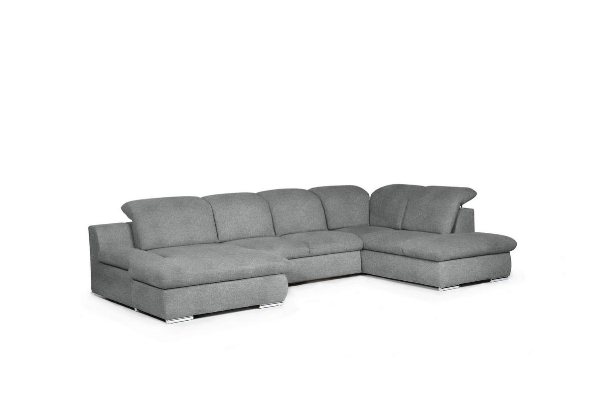 WOHNLANDSCHAFT in Chenille Dunkelgrau  - Chromfarben/Dunkelgrau, Design, Textil/Metall (165/353/212cm) - Livetastic