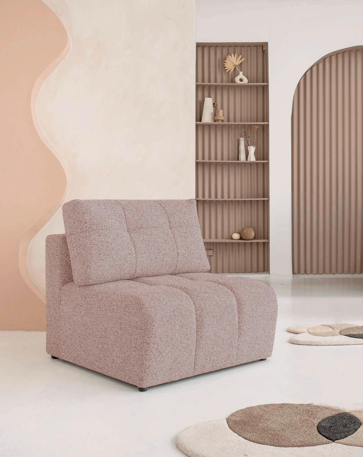 SOFAELEMENT  in Rot  - Rot/Schwarz, Design, Textil (96/94/96cm) - MID.YOU