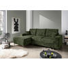 ECKSCHLAFSOFA  mit Rücken echt Struktur Dunkelgrün  - Dunkelgrün/Schwarz, KONVENTIONELL, Textil/Metall (143/237cm) - Livetastic