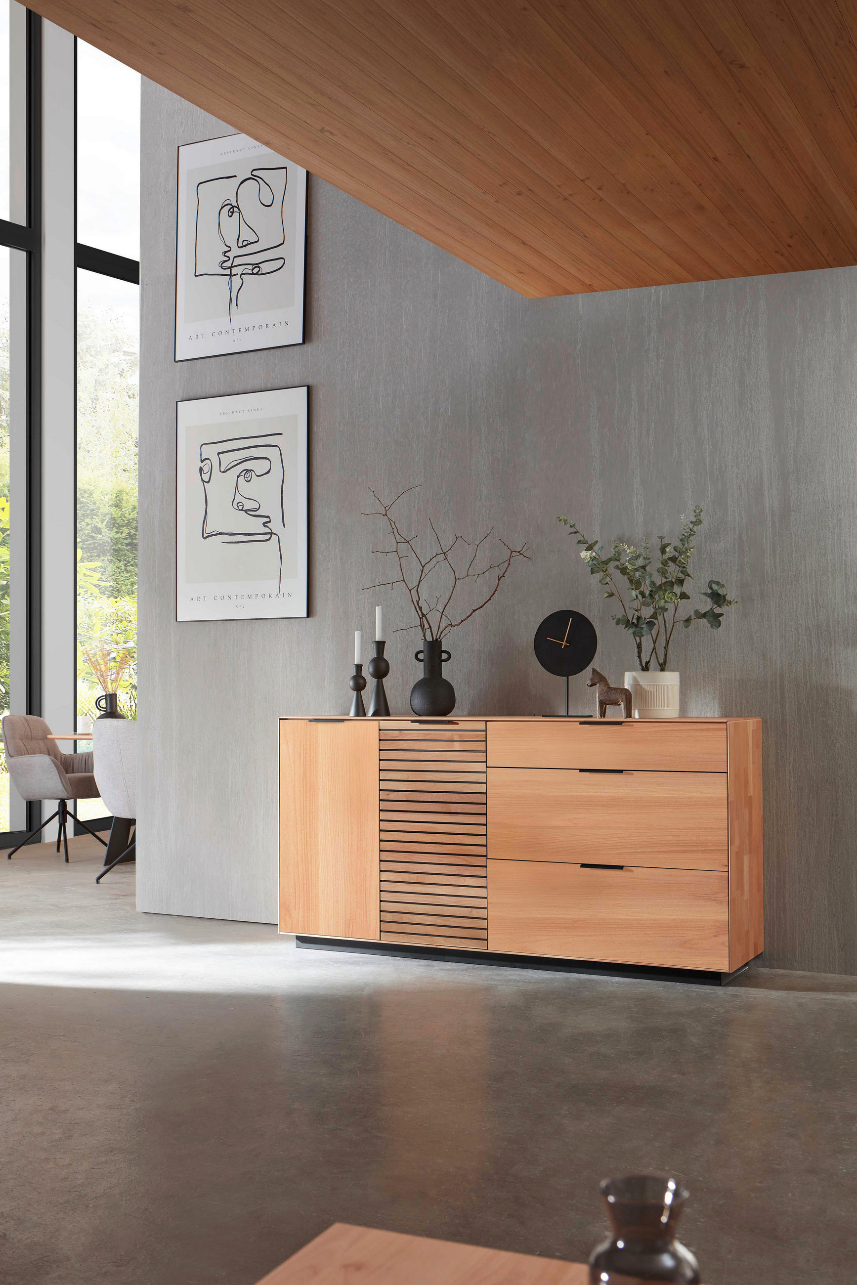 SIDEBOARD Erlefarben  181,9/87,9/45,2 cm  - Dunkelgrau/Erlefarben, Natur, Holz/Metall (181,9/87,9/45,2cm) - Valdera