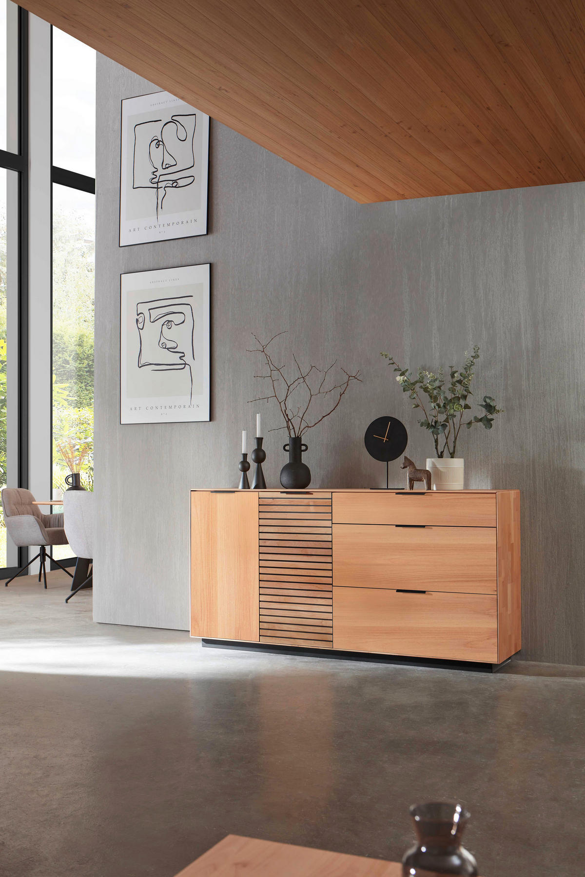 SIDEBOARD Erlefarben  181,9/87,9/45,2 cm  - Dunkelgrau/Erlefarben, Natur, Holz/Metall (181,9/87,9/45,2cm) - Valdera