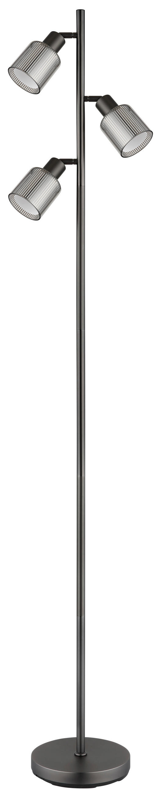 STEHLEUCHTE VILLEGAS 33/22/161 cm  - Schwarzchrom/Schwarz, Design, Glas/Kunststoff (33/22/161cm) - Globo