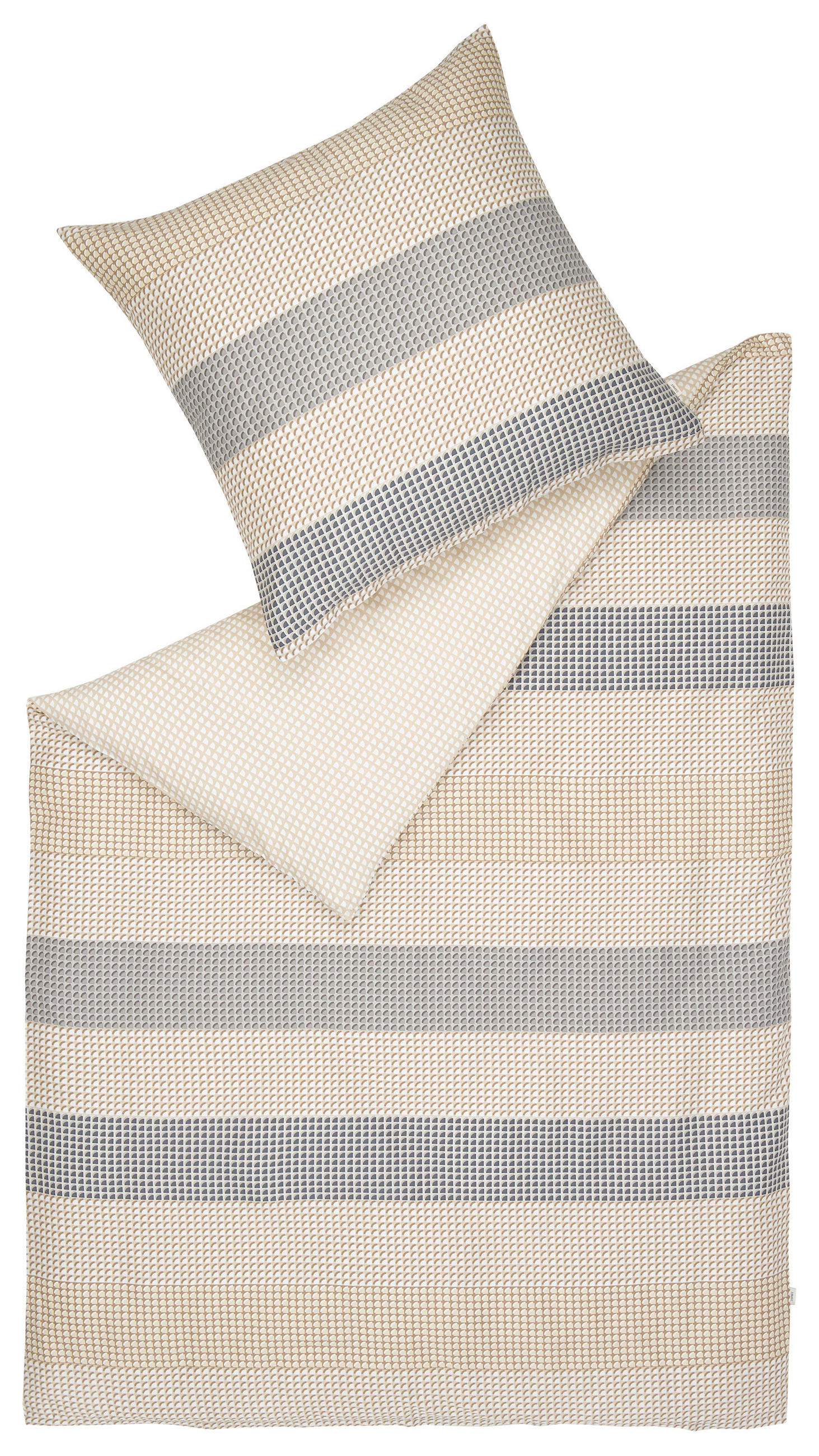OBOUSTRANNÉ POVLEČENÍ, satén, krémová, vícebarevná, světle šedá, béžová, 155/220 cm - krémová/světle šedá, Basics, textil (155/220cm) - Esprit