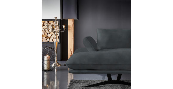 WOHNLANDSCHAFT in Echtleder Grau - Schwarz/Grau, Natur, Leder/Metall (155/359/217cm) - Dieter Knoll