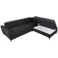 ECKSOFA Schwarz Velours  - Schwarz, KONVENTIONELL, Textil/Metall (255/217cm) - Carryhome