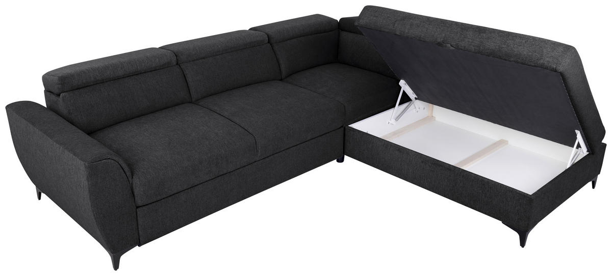 SAROKKANAPÉ textil fekete  - fekete, Konventionell, textil/fém (255/217cm) - MID.YOU