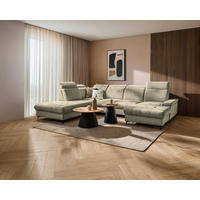 WOHNLANDSCHAFT - Beigebraun/Schwarz, Design, Textil/Metall (270/364/190cm) - Stylife