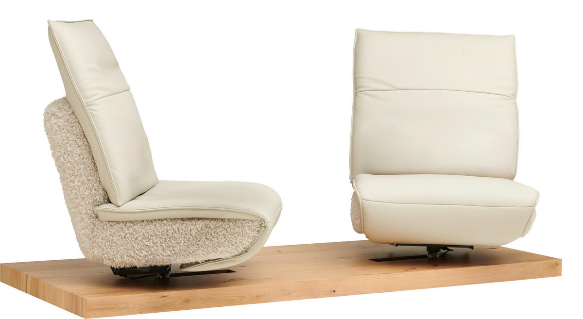 2-SITZER-SOFA in Hochflor Echtleder Creme  - Beige/Creme, Design, Leder/Holz (240/65/104cm) - Koinor