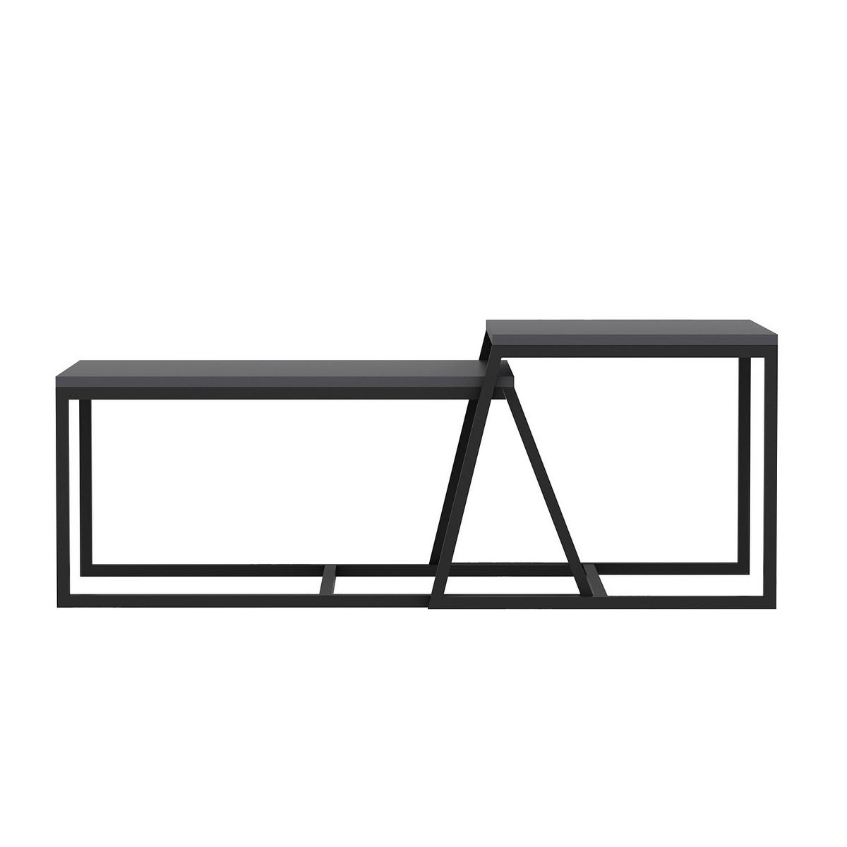 COUCHTISCHSET Minimal Couchtisch Anthrazit  - Anthrazit/Schwarz, Design, Holzwerkstoff/Metall - Livetastic