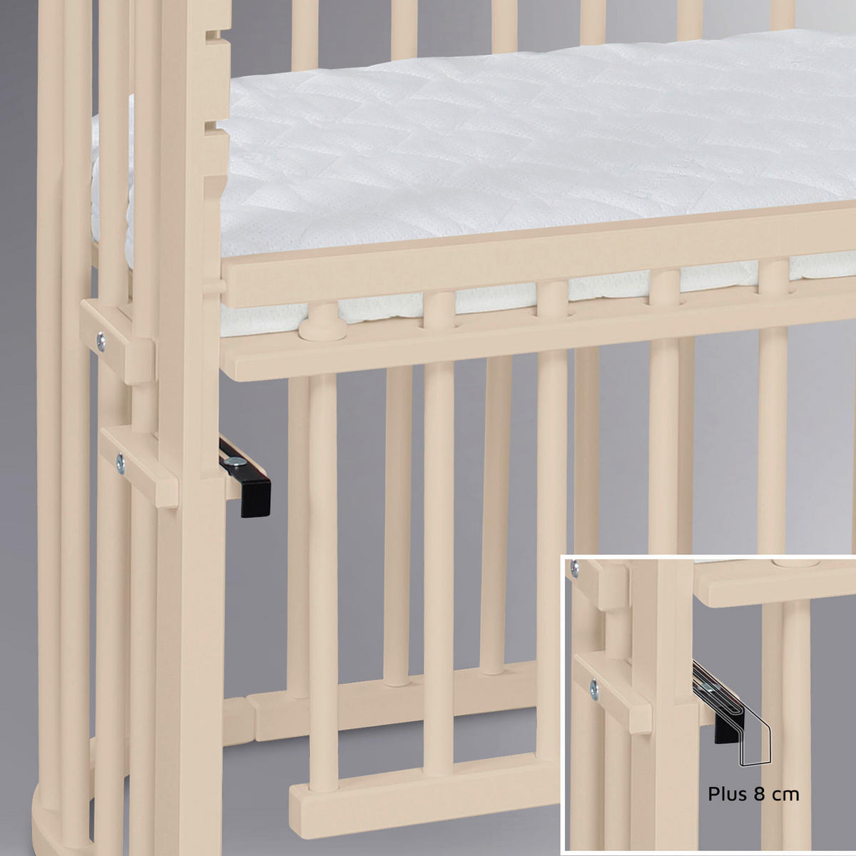 BEISTELLBETT  96/56,50/79 cm  - Beige, Basics, Holz (96/56,50/79cm) - Babybay