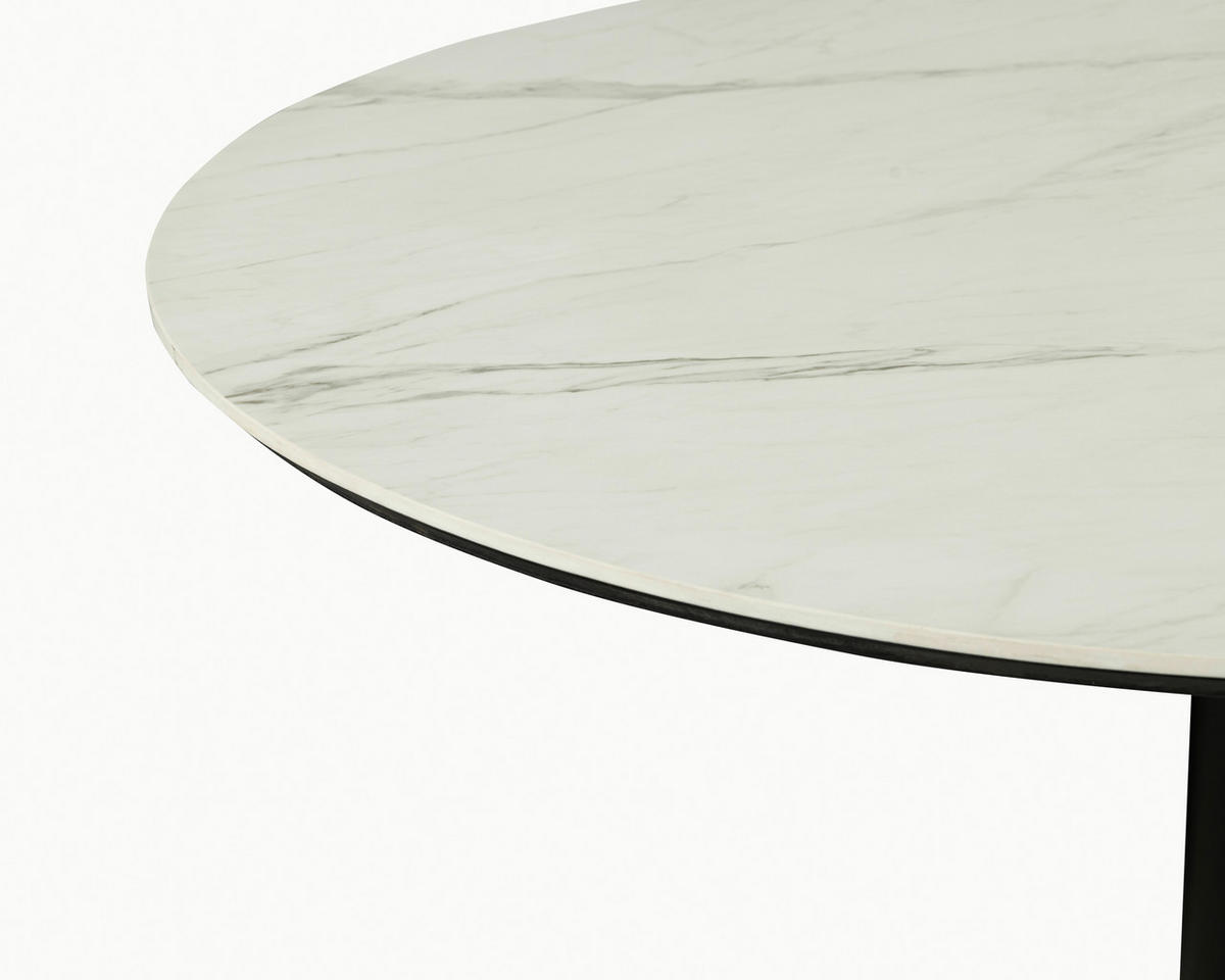 ESSTISCH in Metall, Keramik 115/115/76 cm  - Schwarz/Weiß, Design, Keramik/Metall (115/115/76cm) - Ambia Home