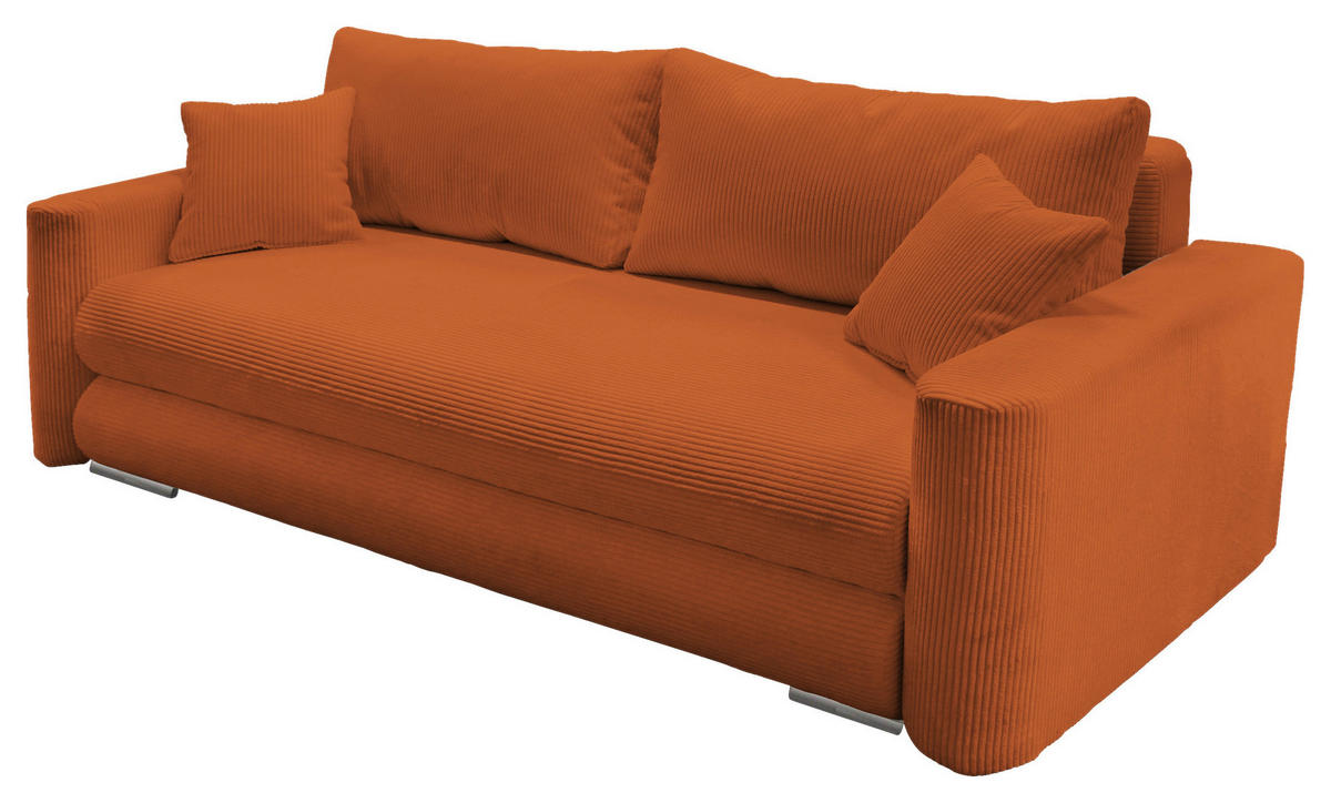 SCHLAFSOFA in Cord Kupferfarben  - Silberfarben/Kupferfarben, Design, Kunststoff/Textil (232/88/105cm) - MID.YOU