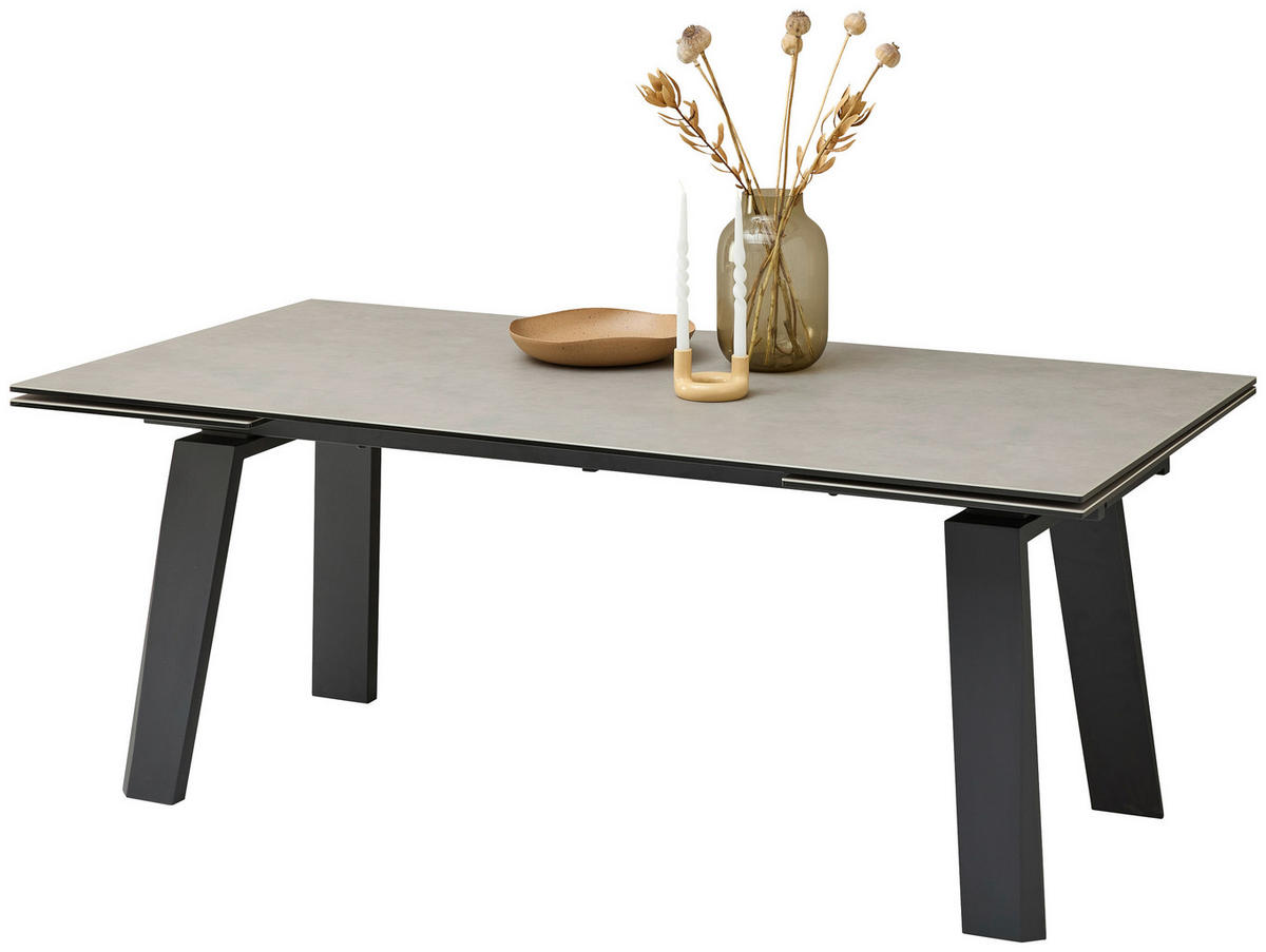 ESSTISCH in Metall, Glas, Keramik 200-300/100/76 cm  - Schwarz/Grau, Modern, Glas/Keramik (200-300/100/76cm) - Livetastic
