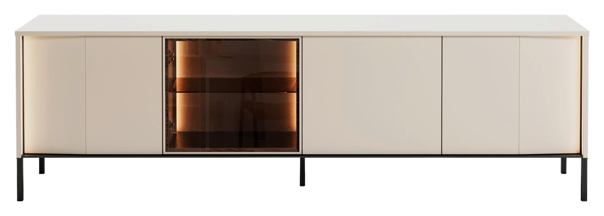 Lomoco Lowboard Bevel Schwarz, Beige 193x58x40 cm
