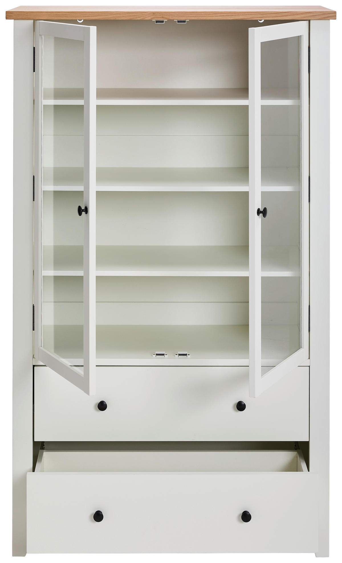 VITRINA 100/165/43 cm   - bijela/srebrne boje, Lifestyle, staklo/drvni materijal (100/165/43cm) - MID.YOU