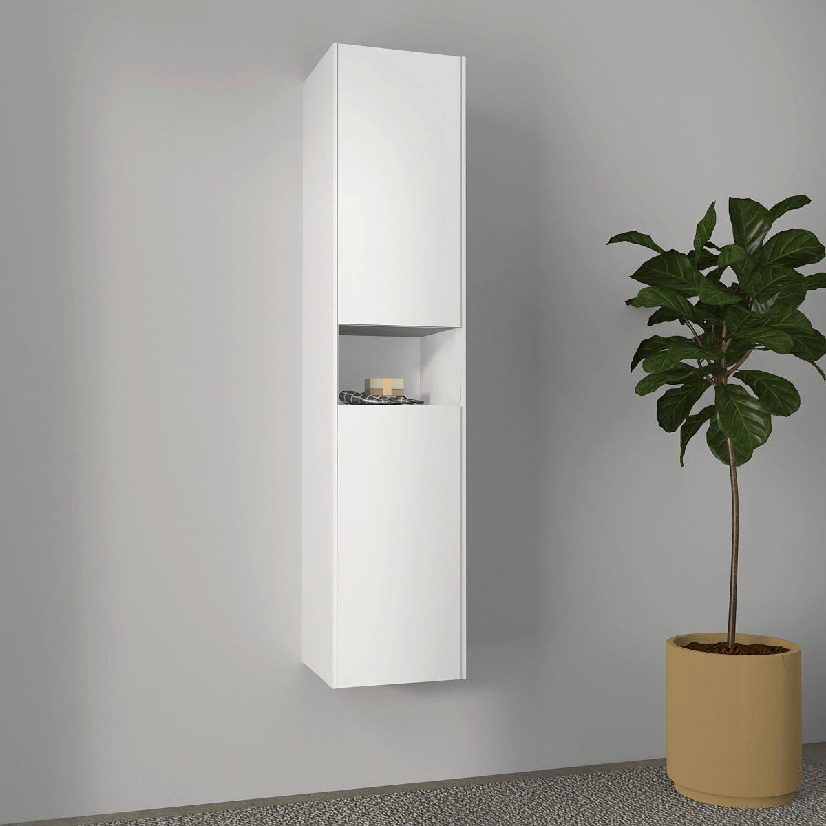 HOCHSCHRANK 35/160/35 cm  - Weiß, KONVENTIONELL, Glas/Holzwerkstoff (35/160/35cm) - Emilio Belluti