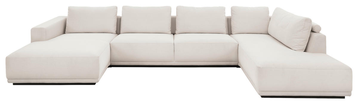 WOHNLANDSCHAFT Weiß Chenille  - Schwarz/Weiß, Design, Kunststoff/Textil (166/397/204cm) - Musterring