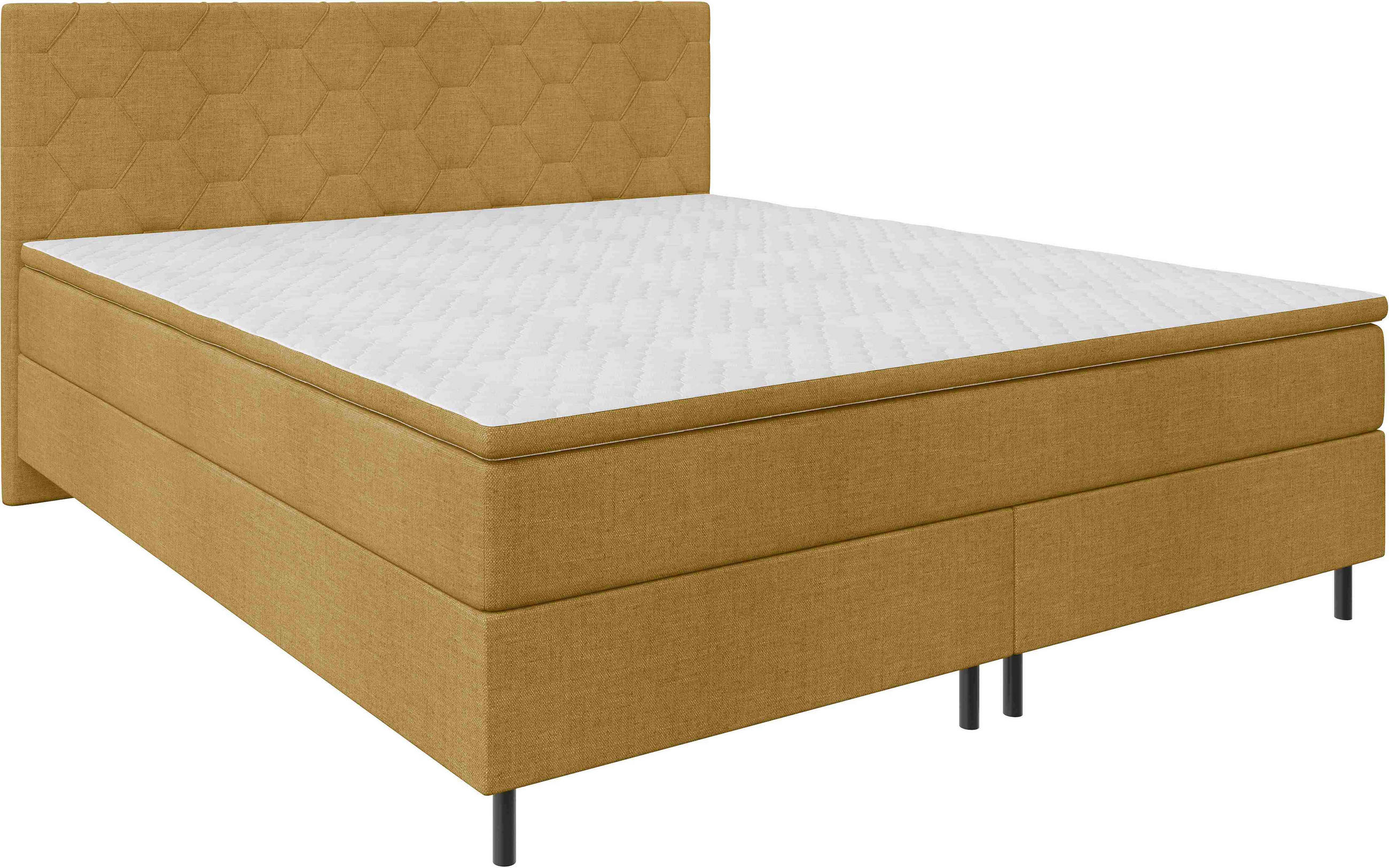 BOXSPRINGBETT 160/200 cm  in Currygelb  - Currygelb/Schwarz, KONVENTIONELL, Textil/Metall (160/200cm) - Chameo