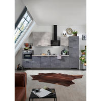 KÜCHENLEERBLOCK 340 cm   in Graphitfarben, Grau  - Schwarz/Graphitfarben, Design, Holzwerkstoff/Metall (340cm) - Xora