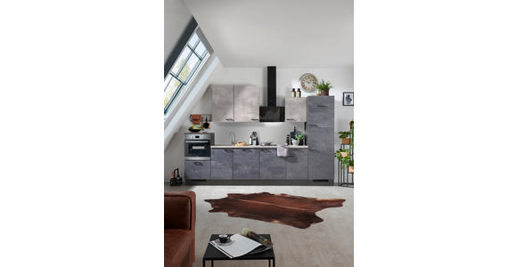 KÜCHENLEERBLOCK 340 cm   in Graphitfarben, Grau  - Schwarz/Graphitfarben, Design, Holzwerkstoff/Metall (340cm) - Xora