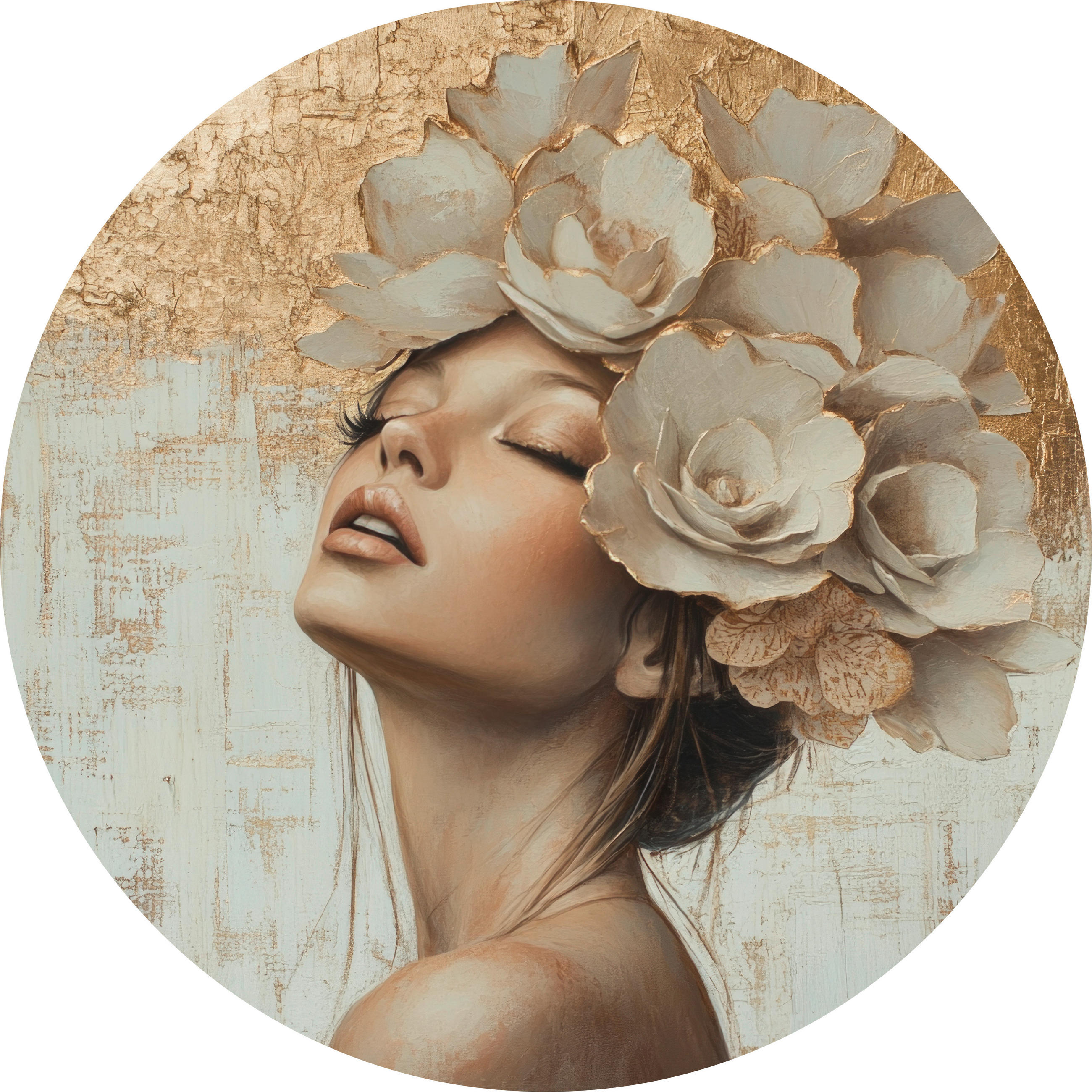 BILD Blumen, Frauen  - Beige/Hellgelb, Basics, Metall (80/80/0.3cm)
