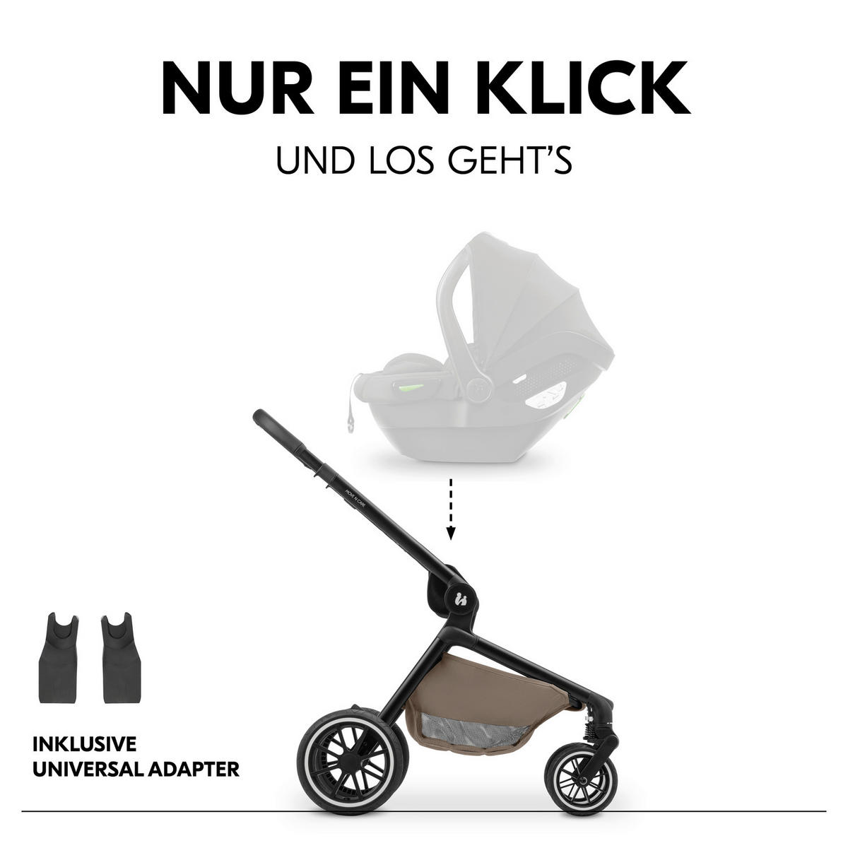 KOMBIKINDERWAGEN  Move N Care Set  Mocha  - Hellbraun/Schwarz, Basics, Kunststoff/Textil (61/105/100cm) - Hauck
