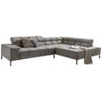 ECKSOFA in Velours Grau  321/216 cm  - Grau, Design, Textil/Metall (321/216cm) - Hom`in