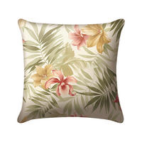 OUTDOOR-KISSEN in Grün, Orange, Rot, Weiß Blume 45/45 cm  - Rot/Orange, Basics, Textil (45/45cm)