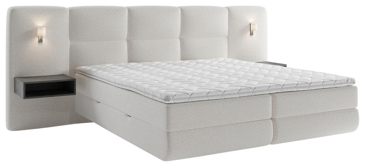 BOXSPRINGBETT 180/200 cm,  in Naturfarben, Bettkasten, Topper, Matratzen, Beleuchtung, H3 = fest  - Schwarz/Naturfarben, Basics, Holz/Holzwerkstoff (180/200cm) - Esposa