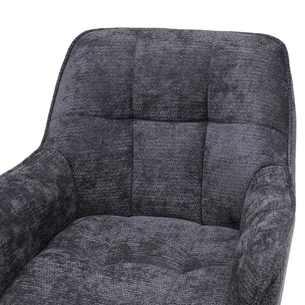 ARMLEHNSTUHL  Sitzfläche 360° drehbar Chenille  - Dunkelgrau/Eichefarben, Basics, Holz/Textil (64/85/62cm) - Livetastic