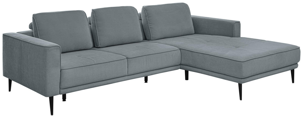 ECKSOFA Blaugrau Flachgewebe  - Blaugrau/Schwarz, KONVENTIONELL, Textil/Metall (279/193cm) - SetOne by Musterring