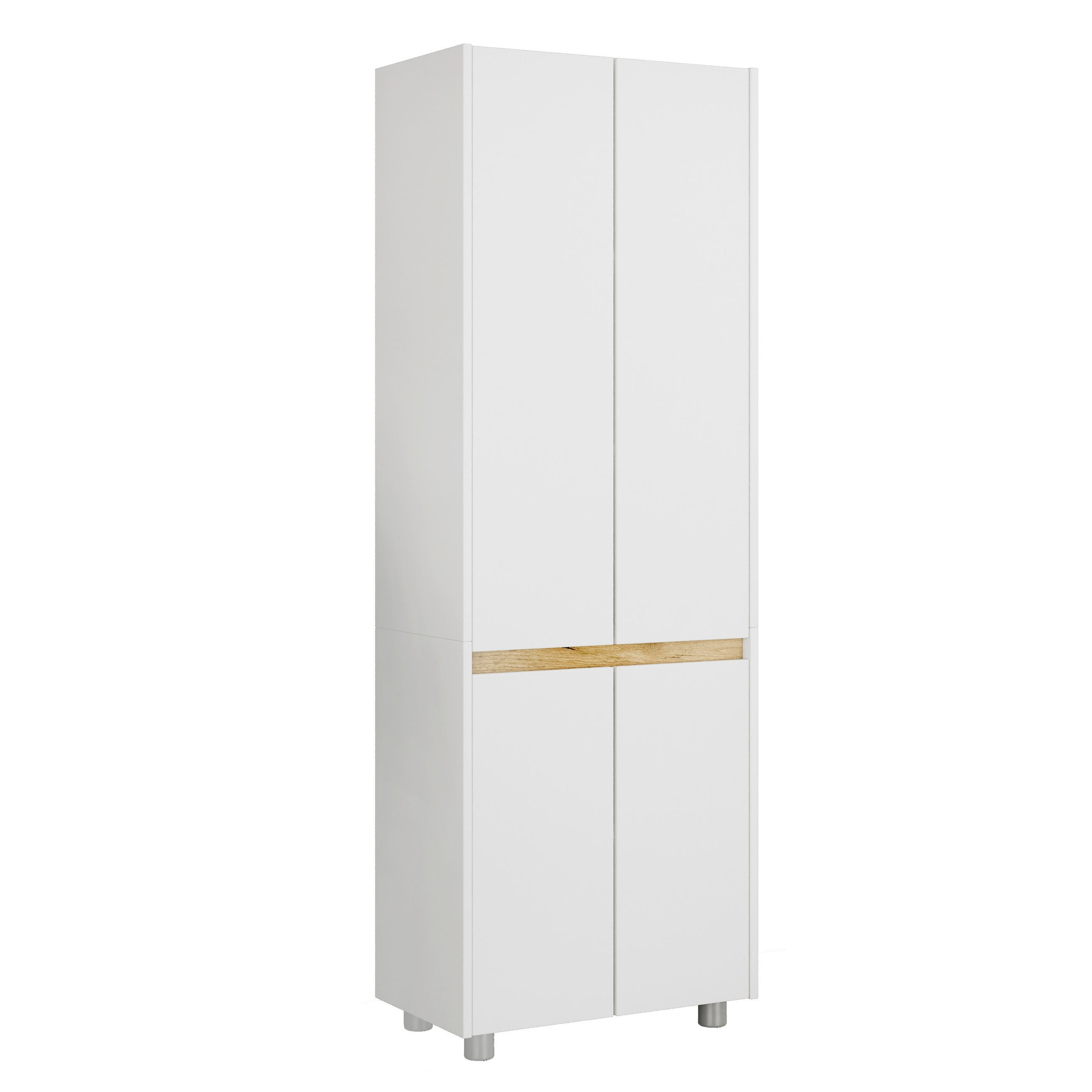 HOCHSCHRANK 57/165/33 cm  - Honigeiche/Silberfarben, Trend, Holzwerkstoff/Kunststoff (57/165/33cm) - MID.YOU
