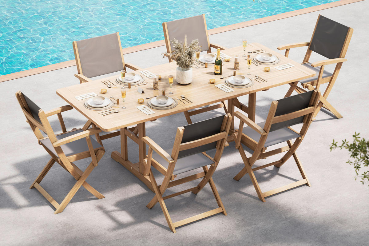 GARTENTISCH 150/210/90/74 cm  - Teakfarben, MODERN, Holz (150/210/90/74cm) - Ambia Garden