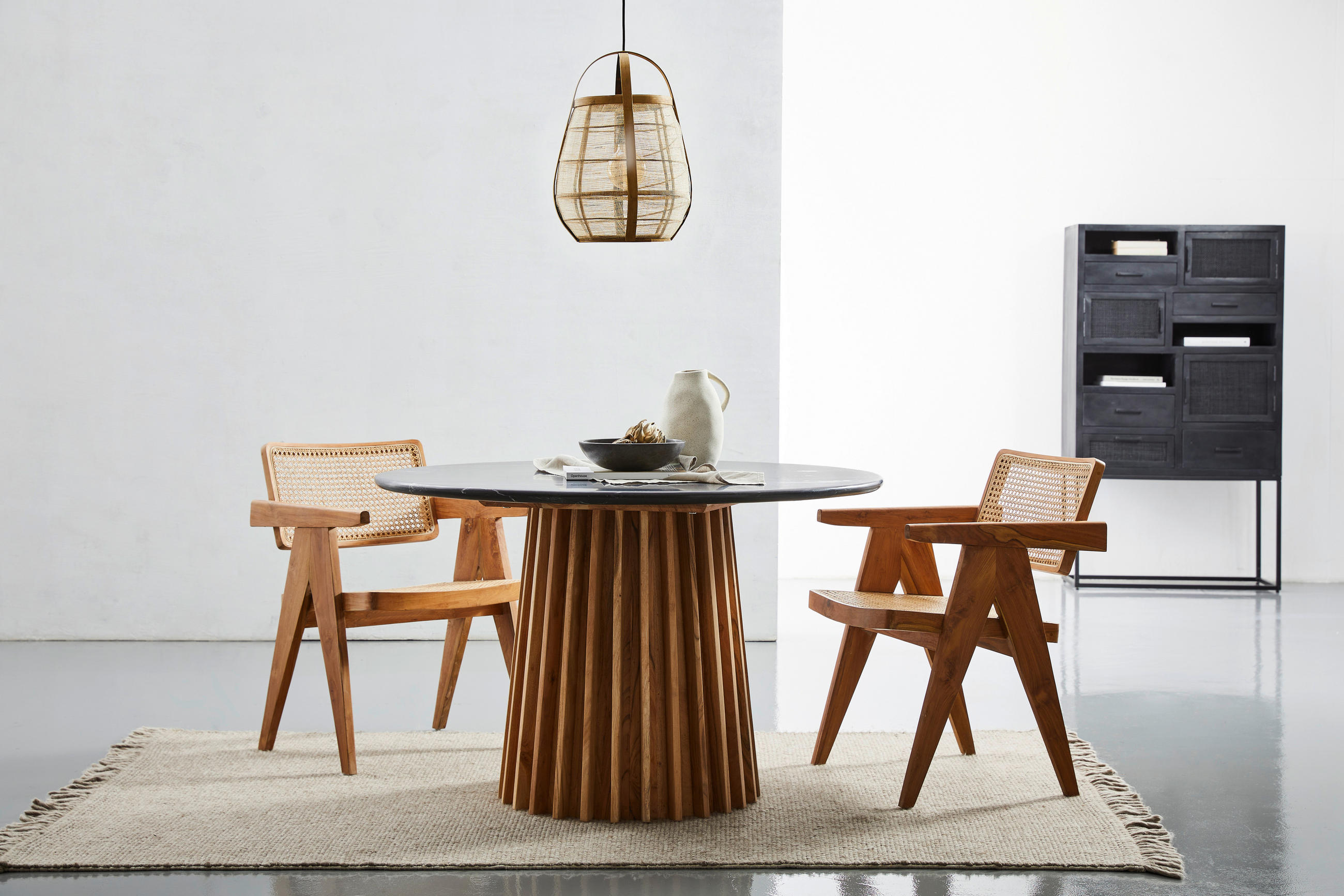 ESSTISCH in Holz, Stein 120/120/76 cm - Schwarz/Akaziefarben, MODERN, Holz/Stein (120/120/76cm) - Livetastic