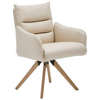 ARMLEHNSTUHL  in Echtleder pigmentiert  - Eichefarben/Beige, Design, Leder/Holz (59/85/67cm) - Welnova