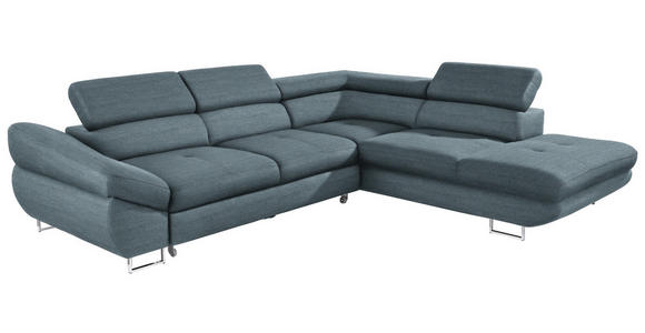 ECKSOFA in Webstoff Blaugrau  - Blaugrau, Design, Textil/Metall (280/235cm) - Hom`in