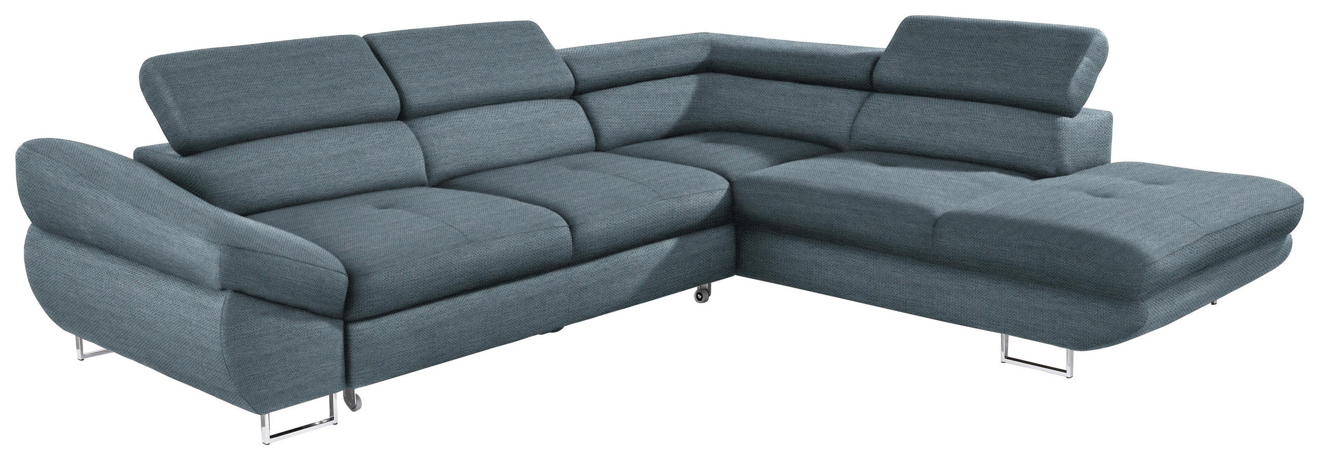 ECKSOFA in Webstoff Blaugrau  - Blaugrau, Design, Textil/Metall (280/235cm) - Hom`in
