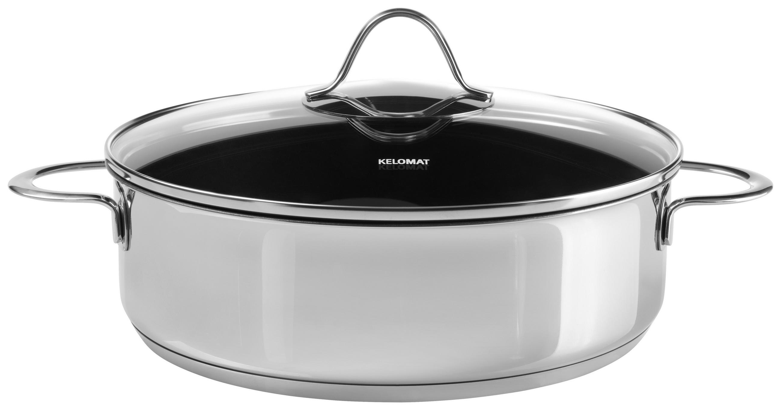 Schmorpfanne mit Deckel 2,5 l  - Silberfarben, Basics, Glas (24cm) - Kelomat
