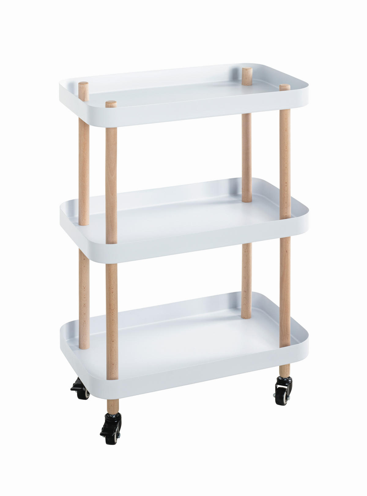 SERVIERWAGEN Buche massiv Naturfarben, Weiß, Buchefarben  - Buchefarben/Naturfarben, MODERN, Holz/Metall (50/30/76cm)