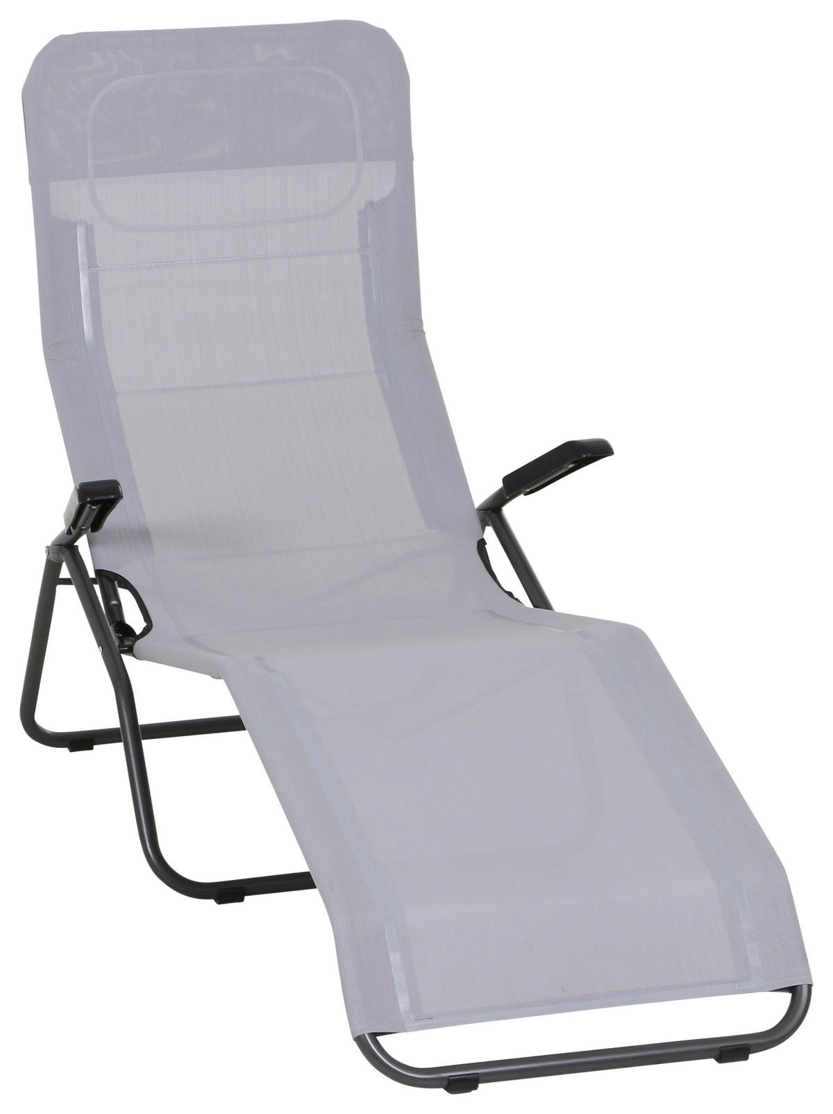 GARTENLIEGE 72,5/103,5/144 cm  - Anthrazit/Hellgrau, MODERN, Textil/Metall (72,5/103,5/144cm) - Siena Garden