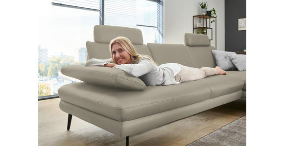 ECKSOFA Beldomo Premium in Echtleder Ecru  310/180 cm  - Ecru/Schwarz, Design, Leder/Metall (310/180cm) - Dieter Knoll