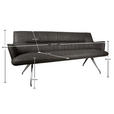 SITZBANK 203,5/88,5/62,5 cm Mikrofaser Edelstahlfarben, Dunkelgrau  - Edelstahlfarben/Dunkelgrau, Design, Textil/Metall (203,5/88,5/62,5cm) - Novel